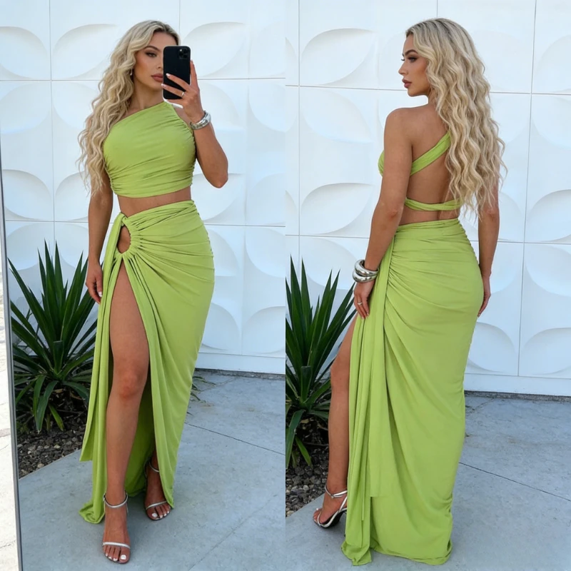 Шикарный летний комплект из 2 предметов, женский сексуальный укороченный топ без рукавов с открытой спиной и разрезом по бокам, тонкая длинная юбка, вечерняя клубная одежда
Шикарный летний комплект из 2 предметов, женский сексуальный укороченный топ без рукавов с открытой спиной и разрезом по бокам, тонкая длинная юбка, вечерняя клубная одежда