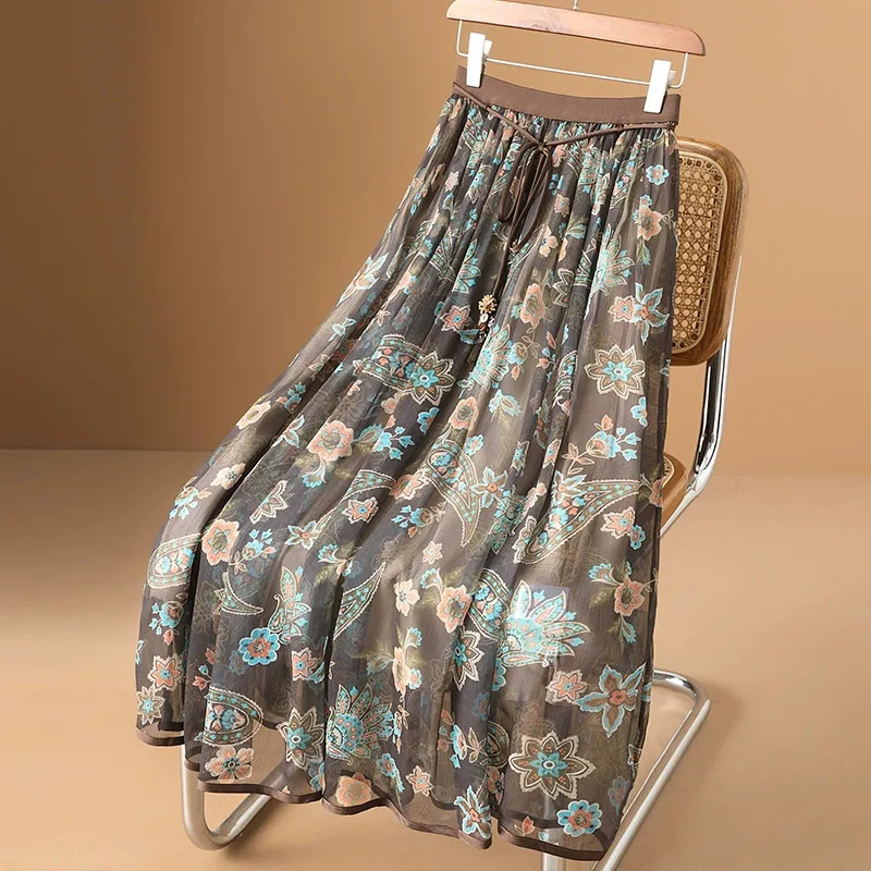 Chiffon Skirt for Women 2025 New Spring Autumn Summer Women's Floral Print Gauze Umbrella Skirt
Chiffon Skirt for Women 2025 New Spring Autumn Summer Women's Floral Print Gauze Umbrella Skirt