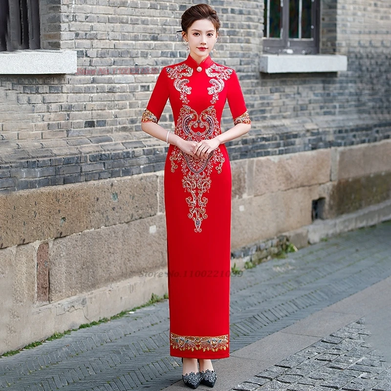 2025 chinese vintage dress improved cheongsam national flower sequin stage performance dress banquet weding evening dress qipao
2025 chinese vintage dress improved cheongsam national flower sequin stage performance dress banquet weding evening dress qipao