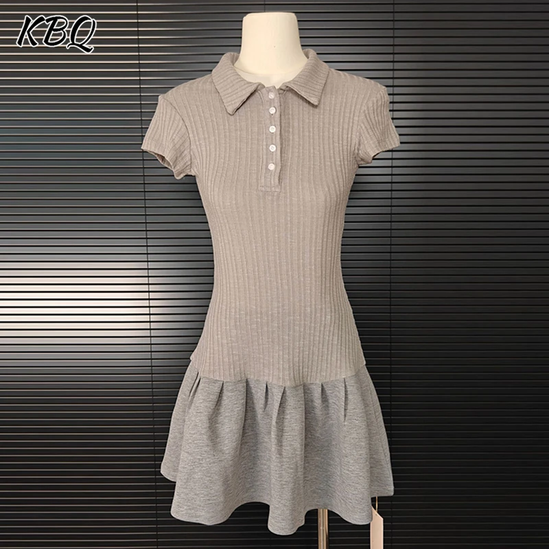 KBQ Solid Spliced Button Slimming Chic Dresses for Women Lapel Short Sleeve Minimalist Casual Mini Dress Female Fashion Style
KBQ Solid Spliced Button Slimming Chic Dresses for Women Lapel Short Sleeve Minimalist Casual Mini Dress Female Fashion Style