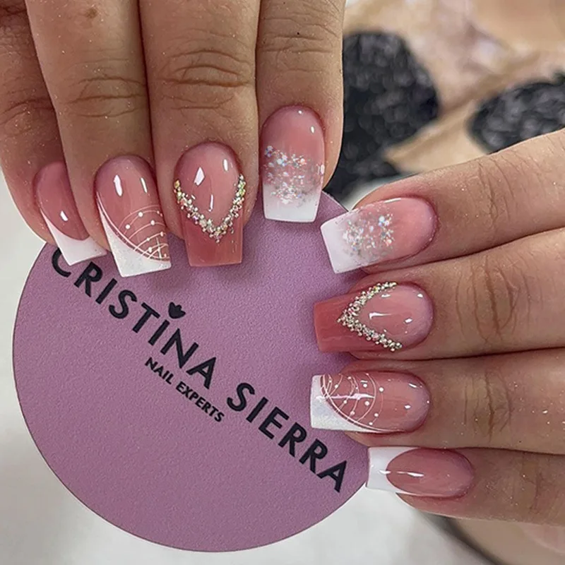 24pcs Simple Nail Tips French Nails Press on Designs Glitter Nail Art with Design Spring Summer fake Nails Set Artificial Nails
24pcs Simple Nail Tips French Nails Press on Designs Glitter Nail Art with Design Spring Summer fake Nails Set Artificial Nails
