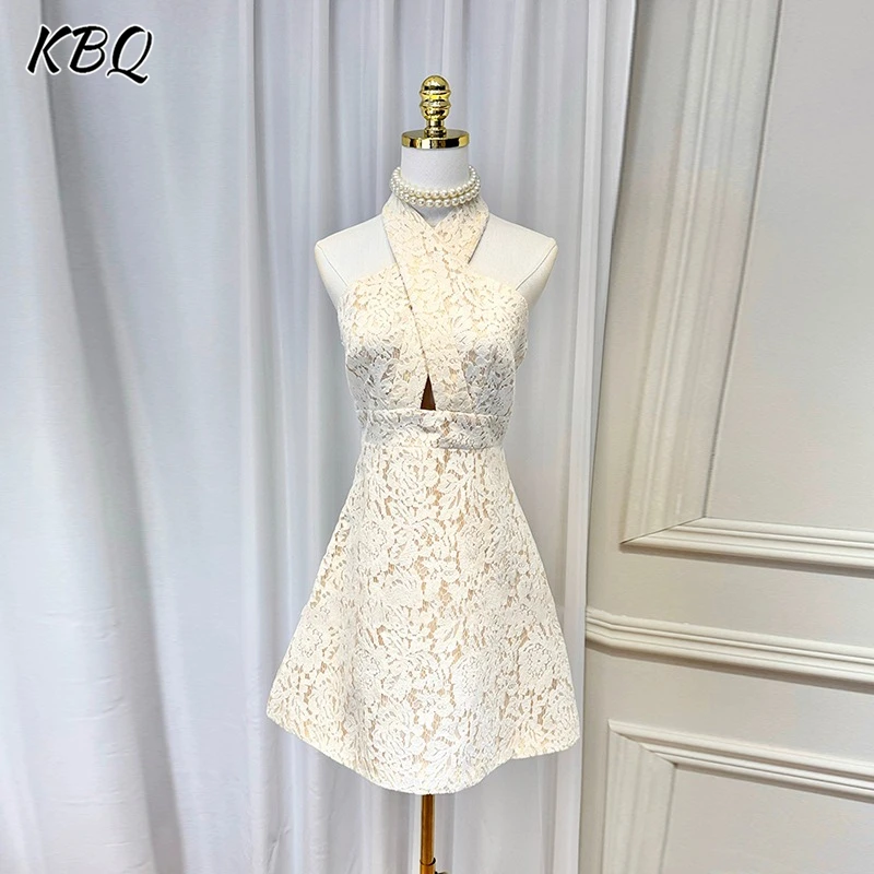 KBQ Elegant Hollow Out Tunic A Line Dresses For Women Halter Sleeveless High Waist Temperament Evening Dress Female Fashion New
KBQ Elegant Hollow Out Tunic A Line Dresses For Women Halter Sleeveless High Waist Temperament Evening Dress Female Fashion New