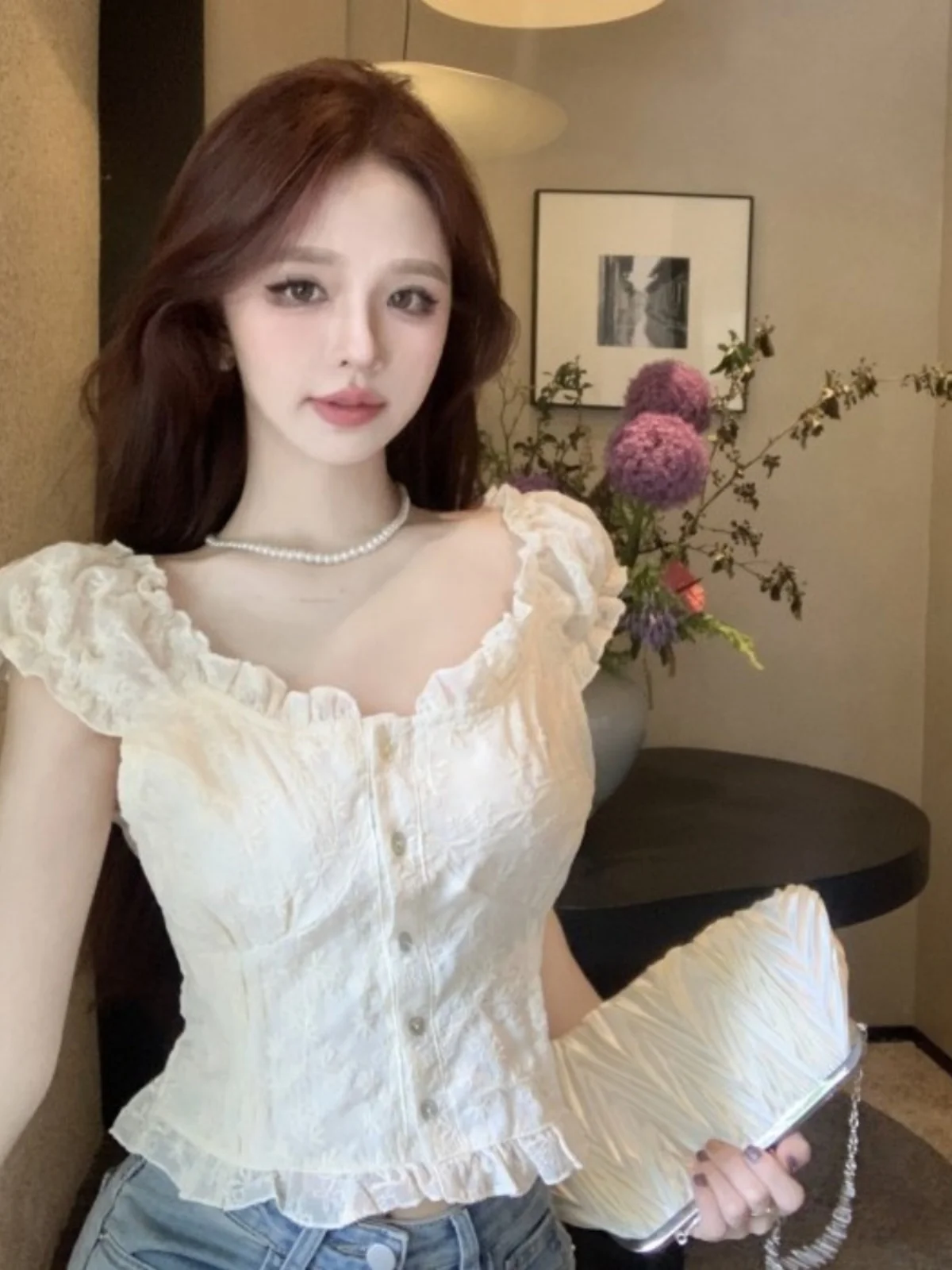 Sweet Pure Lace oulder Bared Waist Cinched irt Inner Wear High End Sensation 2024 Summer Design Korean Sle Bubble Sve
Sweet Pure Lace oulder Bared Waist Cinched irt Inner Wear High End Sensation 2024 Summer Design Korean Sle Bubble Sve