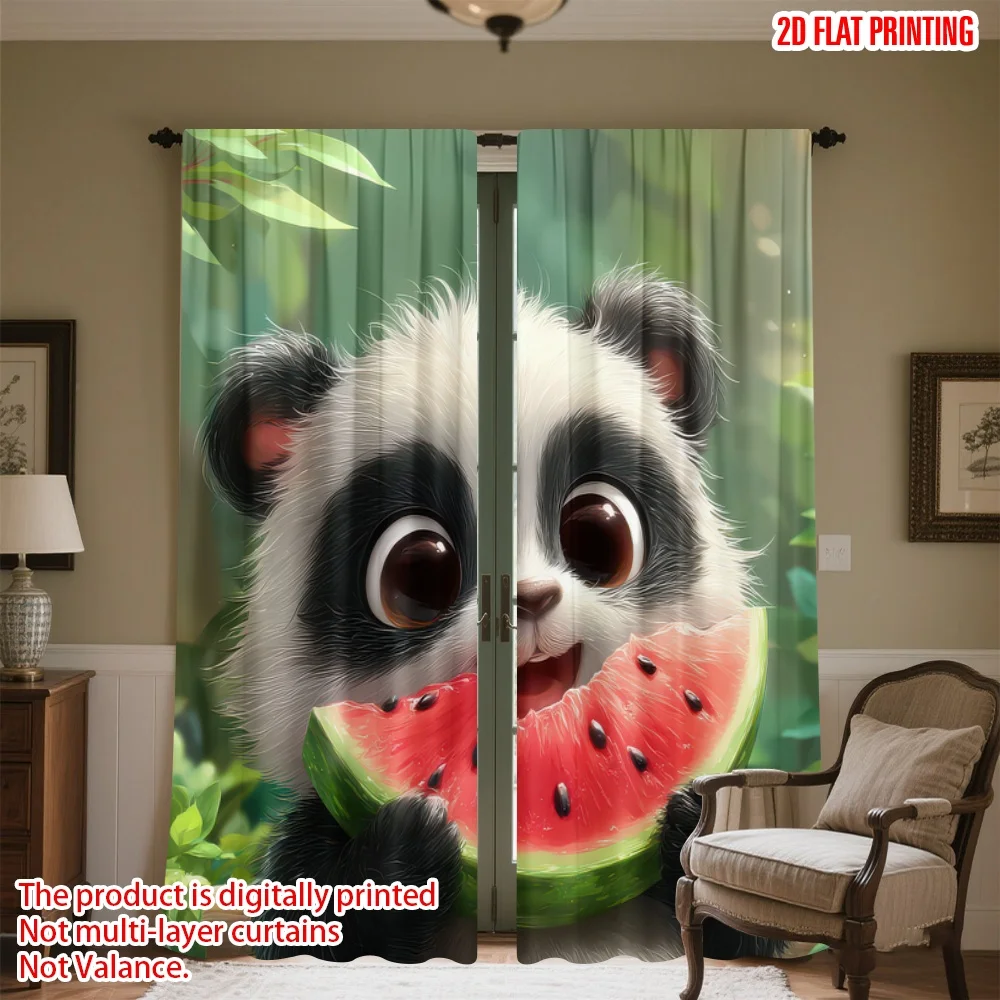 2D flat printing 2pcs Curtains Cute Panda Eating Watermelon Digital Printed Polyester Drapes Festive Curtains Use for Holiday
2D flat printing 2pcs Curtains Cute Panda Eating Watermelon Digital Printed Polyester Drapes Festive Curtains Use for Holiday