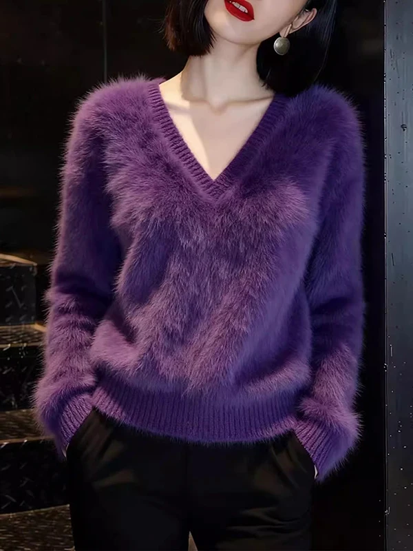 plus Size Purple Knitwear V-Neck Loose Fitting Women's Fashion Spring 2026 Elegant Slimming French Style Long Sleeve Top
plus Size Purple Knitwear V-Neck Loose Fitting Women's Fashion Spring 2026 Elegant Slimming French Style Long Sleeve Top