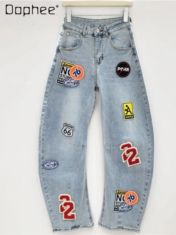 American Retro Label Printed Jeans High Street Design Sense Niche Elastic Scimitar Loose Wide Leg Pants Women 2025 Autumn New
American Retro Label Printed Jeans High Street Design Sense Niche Elastic Scimitar Loose Wide Leg Pants Women 2025 Autumn New
