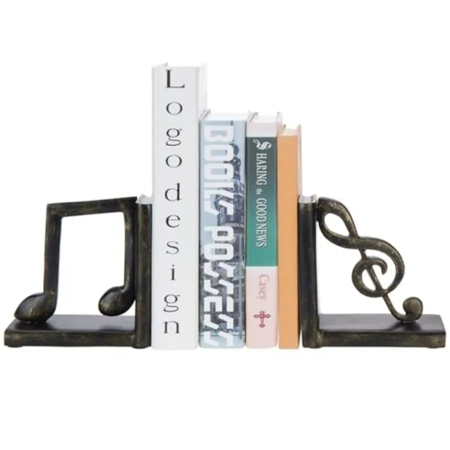 Tabletop Decorative Bookends, Elegant Brown Resin L-Shaped Desktop Book End Holders with Sculpted Musical Notes, 2 Piece Set
Tabletop Decorative Bookends, Elegant Brown Resin L-Shaped Desktop Book End Holders with Sculpted Musical Notes, 2 Piece Set