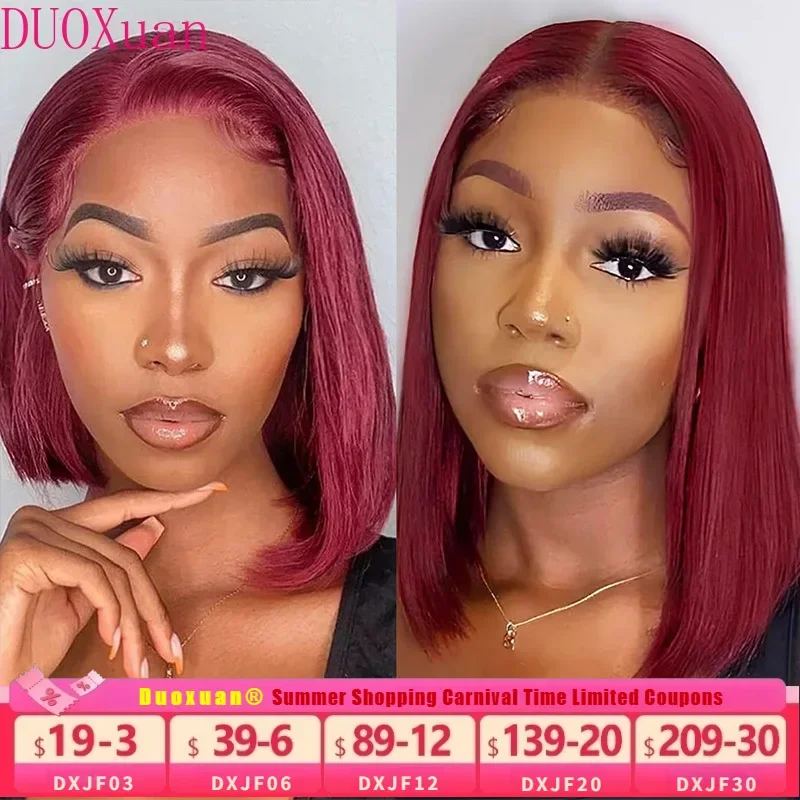 DUOXuan Burgundy Short Bob Wig 200% Density 13x4 HD Lace Frontal Wigs Human Hair Straight Brazilian Virgin Hair for Black Women
DUOXuan Burgundy Short Bob Wig 200% Density 13x4 HD Lace Frontal Wigs Human Hair Straight Brazilian Virgin Hair for Black Women