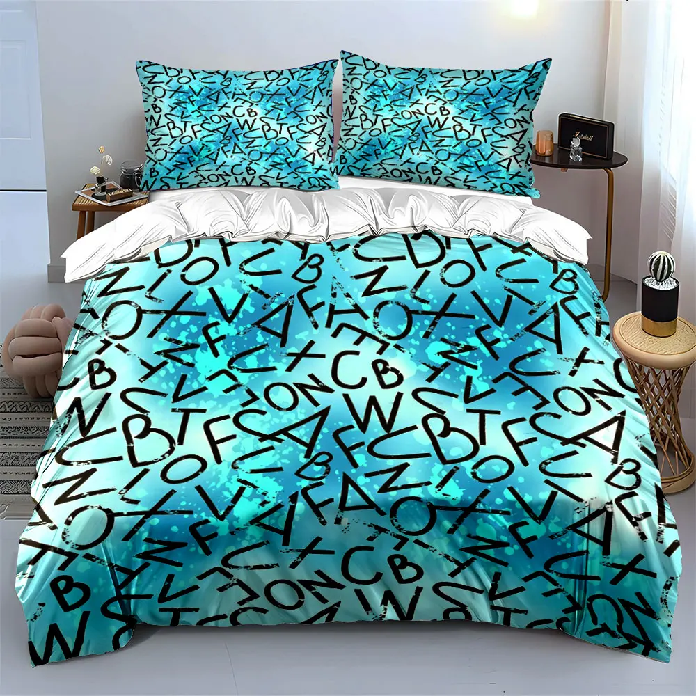 Alphabet Pattern Decorative Set Bedding Set with 1 Duvet Cover 2 Pillowcases Single Double King Queen, Gift
Alphabet Pattern Decorative Set Bedding Set with 1 Duvet Cover 2 Pillowcases Single Double King Queen, Gift