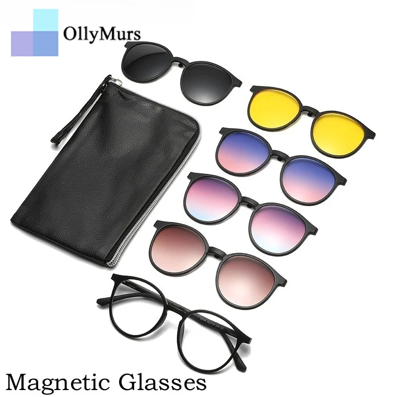 OLLYMURS Ultra-light Fashion 1+5 Magnetic Clip TR90 Round Retro Square Optical Prescription Glasses Frame Men and Women Eyewear
OLLYMURS Ultra-light Fashion 1+5 Magnetic Clip TR90 Round Retro Square Optical Prescription Glasses Frame Men and Women Eyewear