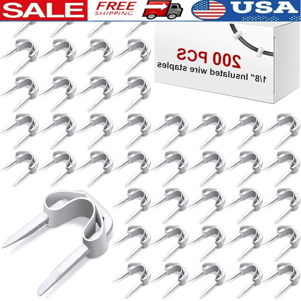 200 Pcs U Type Insulated Electrical Wire Staples 1/8 Inch Heavy Duty Cable Tacks Durable Fasteners Low Voltage Wire Organizer
200 Pcs U Type Insulated Electrical Wire Staples 1/8 Inch Heavy Duty Cable Tacks Durable Fasteners Low Voltage Wire Organizer