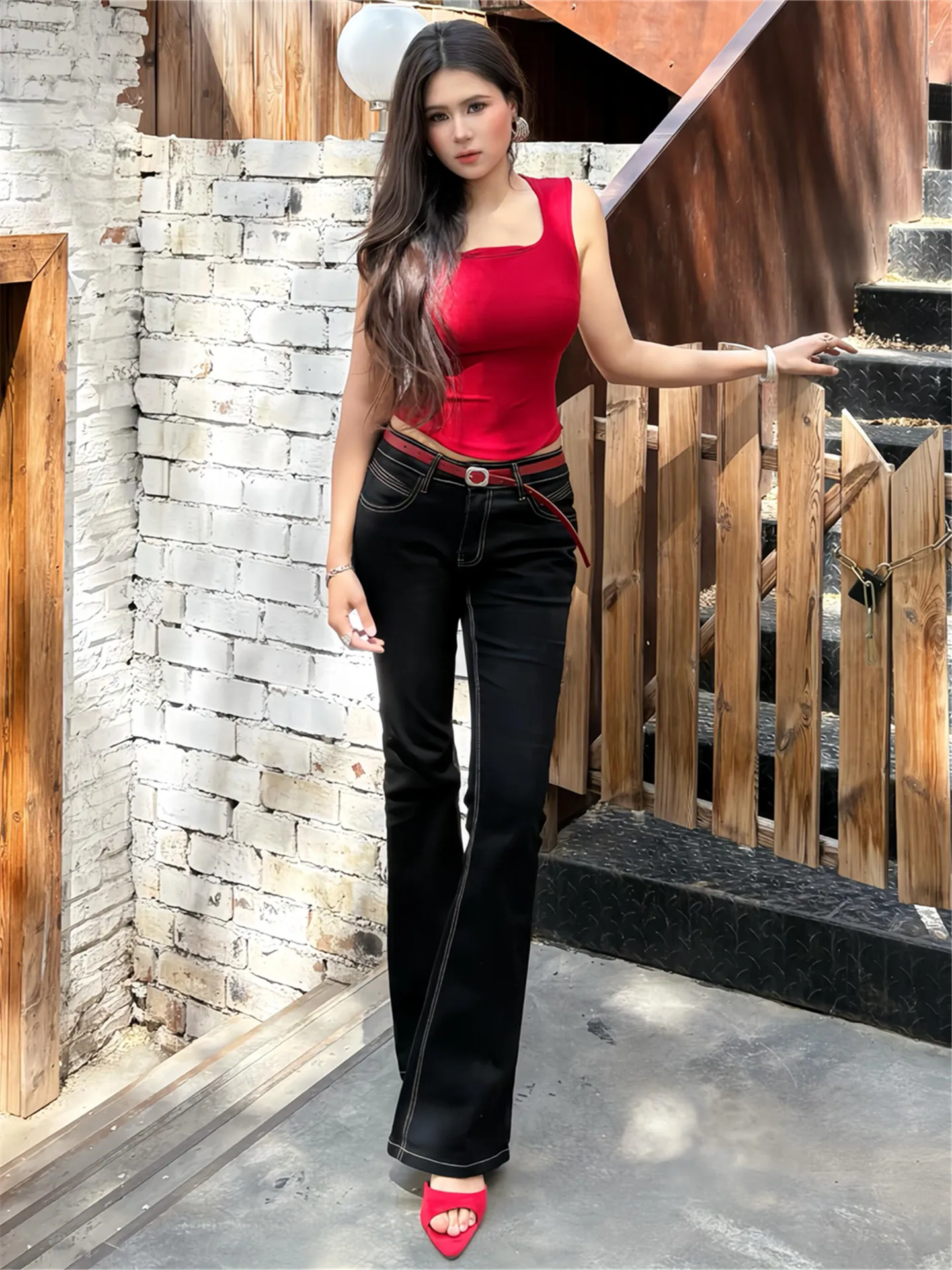 American Street Style Low Waist Bell Bottom Jeans Women's Summer Slimming Long Tall Black Denim Pants High Waist Wide Leg
American Street Style Low Waist Bell Bottom Jeans Women's Summer Slimming Long Tall Black Denim Pants High Waist Wide Leg