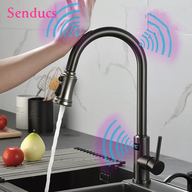 Newly Digital Touch Kitchen Water Faucets Hot and Cold Smart Sensor Kitchen Mixer Taps Gray/white/black Kitchen Sink Faucets
Newly Digital Touch Kitchen Water Faucets Hot and Cold Smart Sensor Kitchen Mixer Taps Gray/white/black Kitchen Sink Faucets