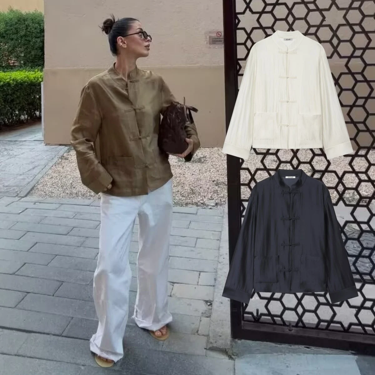 BSAY 2026 Summer Vintage Chinese Frog Button Blouse Women's Stand Collar Long Sleeve Shirt Satin Texture Open Front Casual Top
BSAY 2026 Summer Vintage Chinese Frog Button Blouse Women's Stand Collar Long Sleeve Shirt Satin Texture Open Front Casual Top