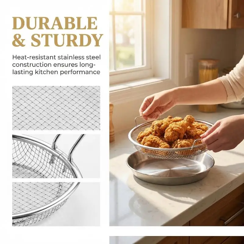 Oil Filter Tray for Kitchen Use High Mesh Stainless Steel Colander for Frying Oil Separation Reusable Strainer
Oil Filter Tray for Kitchen Use High Mesh Stainless Steel Colander for Frying Oil Separation Reusable Strainer