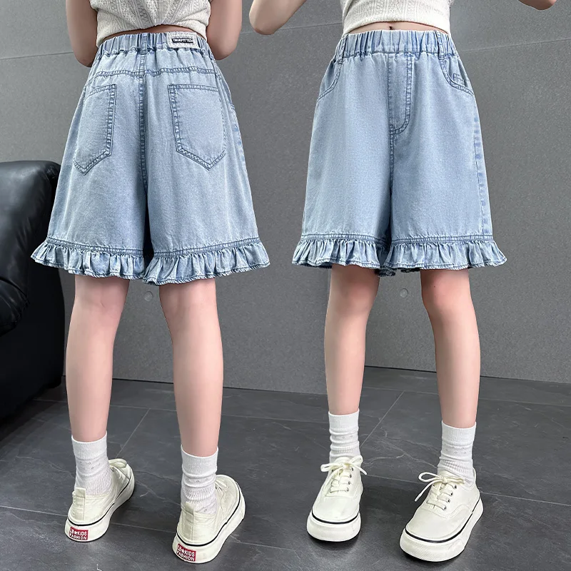 Summer Thin Kids Child Tencel Shorts with Ruffle for Girl Fashion Casual Knee Length Capris Shorts Size 5 6 7 8 9 10 11 12 13 14
Summer Thin Kids Child Tencel Shorts with Ruffle for Girl Fashion Casual Knee Length Capris Shorts Size 5 6 7 8 9 10 11 12 13 14