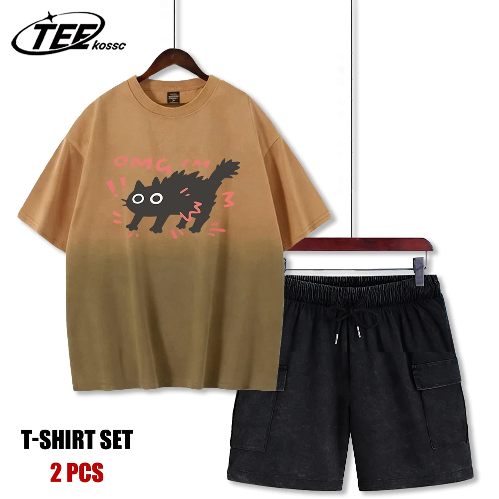 Мужская футболка с принтом «Страшный кот» в стиле тай-дай, летняя повседневная футболка из хлопка, модный комплект из футболки и шорт, унисекс, свободный крой, винтажный стиль
Мужская футболка с принтом «Страшный кот» в стиле тай-дай, летняя повседневная футболка из хлопка, модный комплект из футболки и шорт, унисекс, свободный крой, винтажный стиль