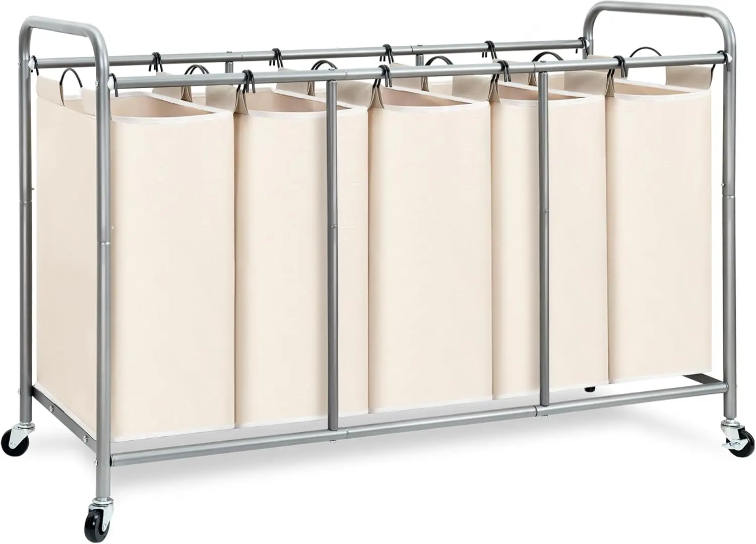 5 Section Laundry Sorter, 63.4 Gallon Rolling Hamper with Wheels, Large Dirty Clothes Organizer Cart, Beige
5 Section Laundry Sorter, 63.4 Gallon Rolling Hamper with Wheels, Large Dirty Clothes Organizer Cart, Beige