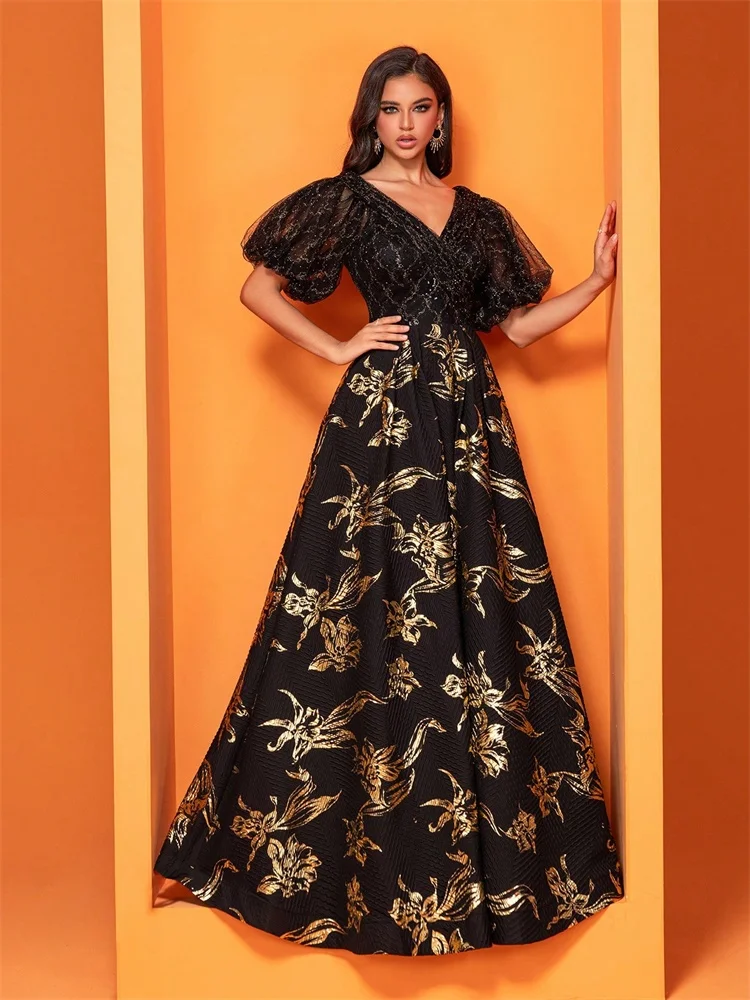 Luxury Puff Sleeve Black Formal Evening Dress 2025 Women Sexy V-Back Long Elegant Bridesmaid Party Cocktail Prom Gowns
Luxury Puff Sleeve Black Formal Evening Dress 2025 Women Sexy V-Back Long Elegant Bridesmaid Party Cocktail Prom Gowns