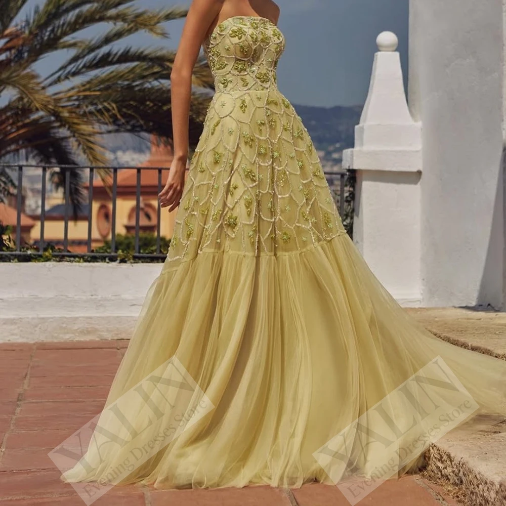 Women's A-line Evening Dresses Floor-length Strapless Sleeveless Prom Dresses Fashion Flowers Sequined Draped Customized Gowns
Women's A-line Evening Dresses Floor-length Strapless Sleeveless Prom Dresses Fashion Flowers Sequined Draped Customized Gowns