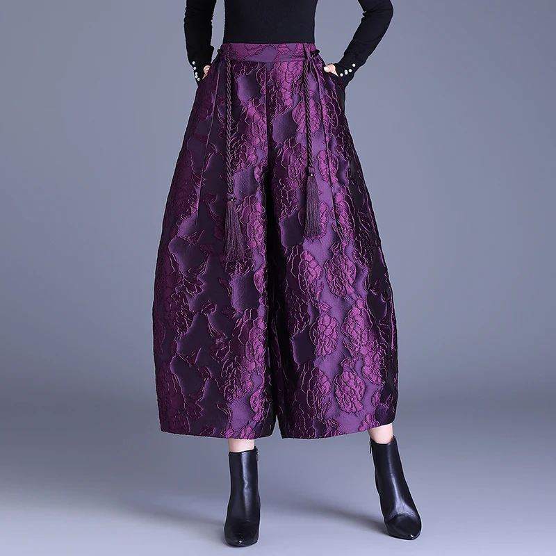 Elegant Purple Chinese Wide Leg Pants Lantern Style Casual High Waist Polyester Fiber Women's High Waist Lantern Pants
Elegant Purple Chinese Wide Leg Pants Lantern Style Casual High Waist Polyester Fiber Women's High Waist Lantern Pants