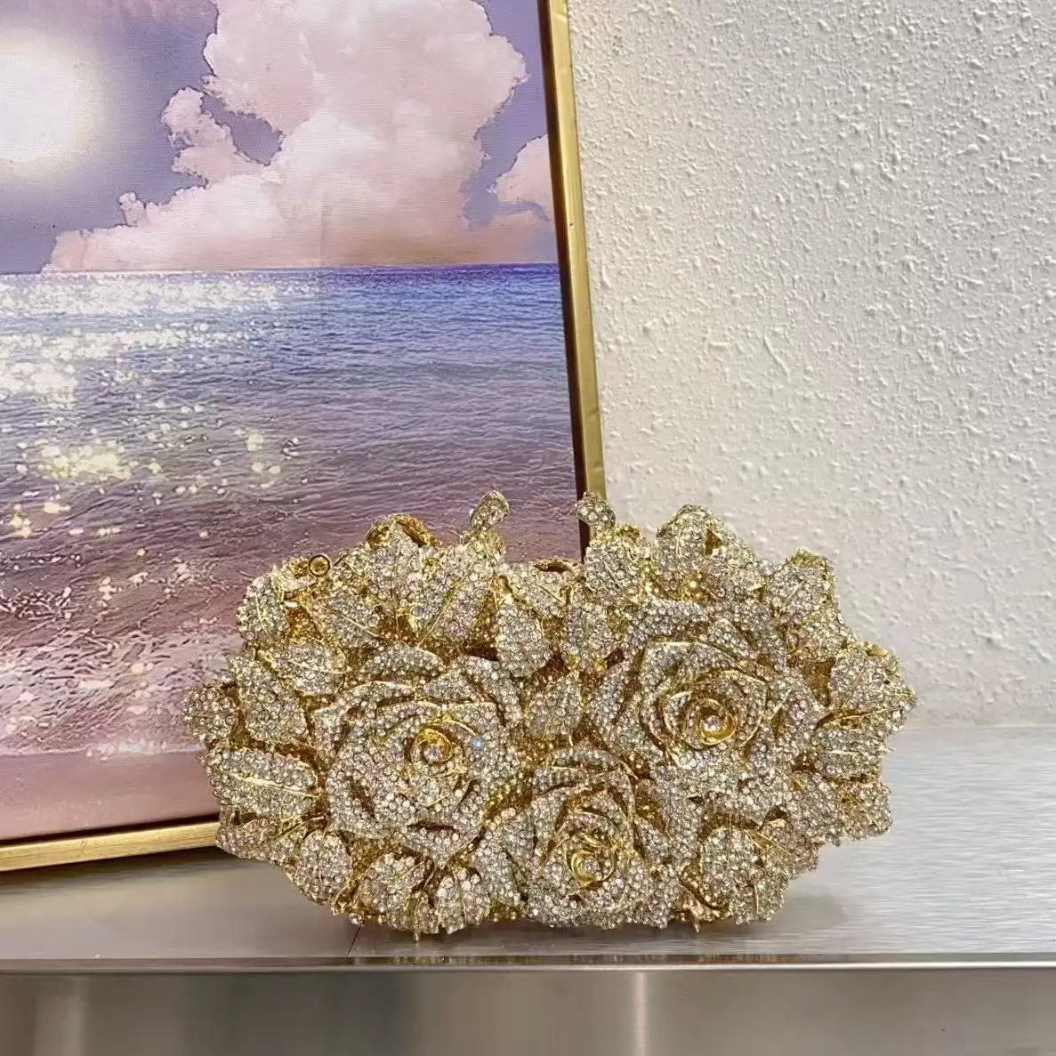 Glitter Blooming Rose Floral Banquet Bag Wedding Party Crystal Rhinestones Diamond Clutch Purse Women Handbag Luxury Evening Bag
Glitter Blooming Rose Floral Banquet Bag Wedding Party Crystal Rhinestones Diamond Clutch Purse Women Handbag Luxury Evening Bag