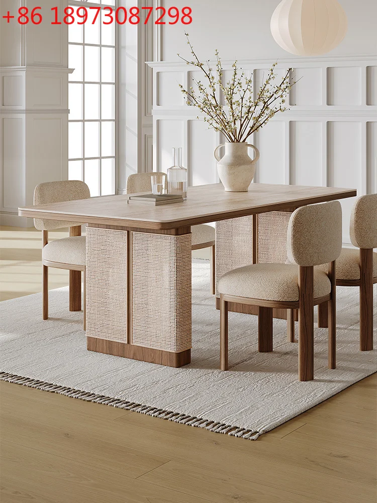 Travertine rock slab dining table and chair combination rectangular medium and ancient light luxury household dining table
Travertine rock slab dining table and chair combination rectangular medium and ancient light luxury household dining table