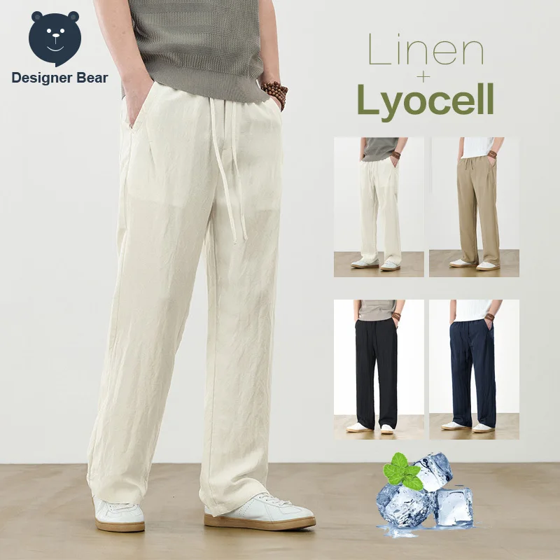 Brand Clothing Men's Breathe Linen Lyocell Fabric Casual Pants Summer Loose Straight Elastic Waist Drape Trouser Streetwear Male
Brand Clothing Men's Breathe Linen Lyocell Fabric Casual Pants Summer Loose Straight Elastic Waist Drape Trouser Streetwear Male