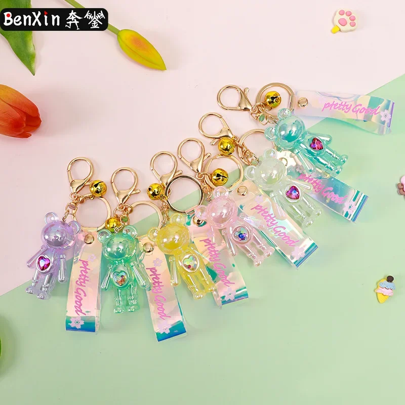 Miniso crystal colored diamond bear keychain pendant, car key chain, cute heart-shaped bag pendant
Miniso crystal colored diamond bear keychain pendant, car key chain, cute heart-shaped bag pendant
