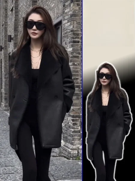 Korean Sle Women's Leather Jaet Warmth Beautiful Collar Flip Coat Outerwear Faux Fur Inteated Spring Autumn plus Size
Korean Sle Women's Leather Jaet Warmth Beautiful Collar Flip Coat Outerwear Faux Fur Inteated Spring Autumn plus Size