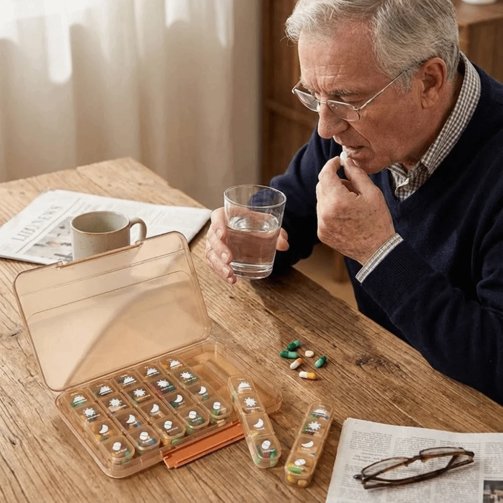 Еженедельный контейнер для таблеток на 28 ячеек, водонепроницаемый, пылезащитный, на 7 дней, герметичный органайзер для витаминов из пищевого пластика, для использования на улице
Еженедельный контейнер для таблеток на 28 ячеек, водонепроницаемый, пылезащитный, на 7 дней, герметичный органайзер для витаминов из пищевого пластика, для использования на улице