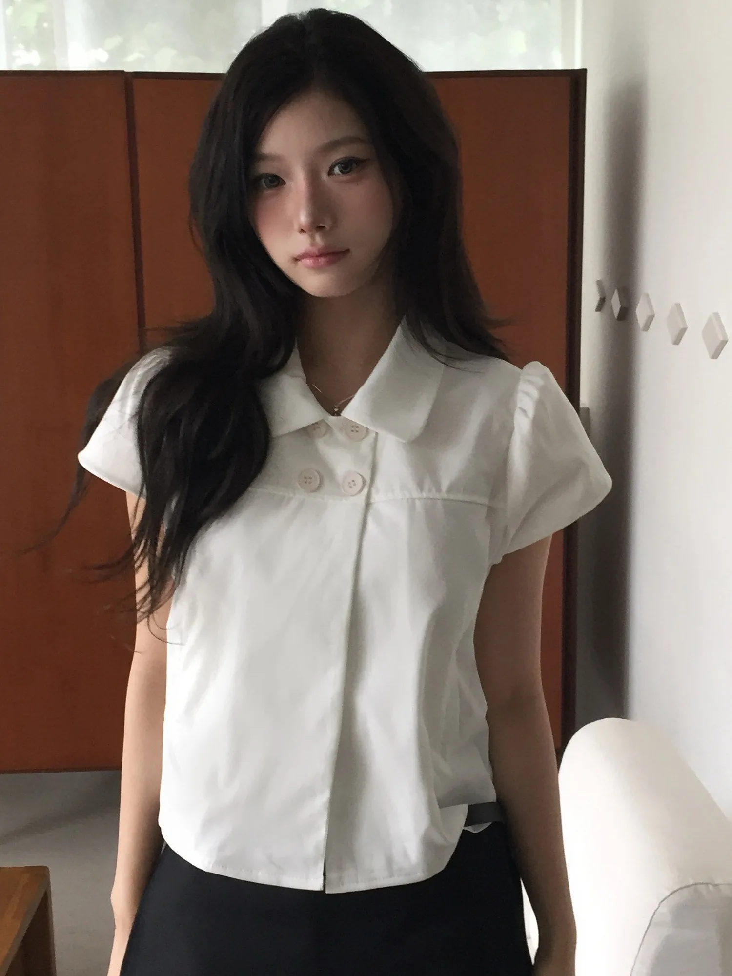 Casual Pure Color Short Sleeve Shirt Women's Summer New Style Double Button Loose Fit College Style Top for Various Occasions
Casual Pure Color Short Sleeve Shirt Women's Summer New Style Double Button Loose Fit College Style Top for Various Occasions