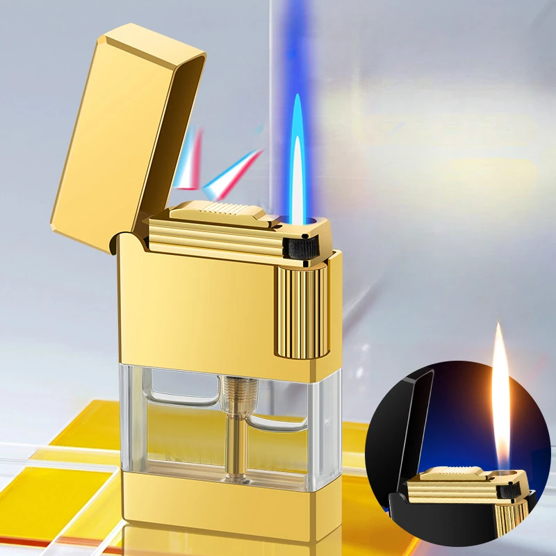 New Type Double-Fire Transparent Gas Bin Side Lighter, Straight To Open Fire, Metal Lighter Smoking Accessories Gadgets for Men
New Type Double-Fire Transparent Gas Bin Side Lighter, Straight To Open Fire, Metal Lighter Smoking Accessories Gadgets for Men