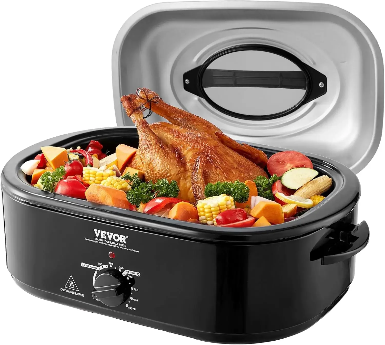 Electric Roaster Oven, 24 QT Turkey Roaster Oven with Self-Basting Lid, 1450W Roaster Oven with Defrost & Warm Function, Black
Electric Roaster Oven, 24 QT Turkey Roaster Oven with Self-Basting Lid, 1450W Roaster Oven with Defrost & Warm Function, Black