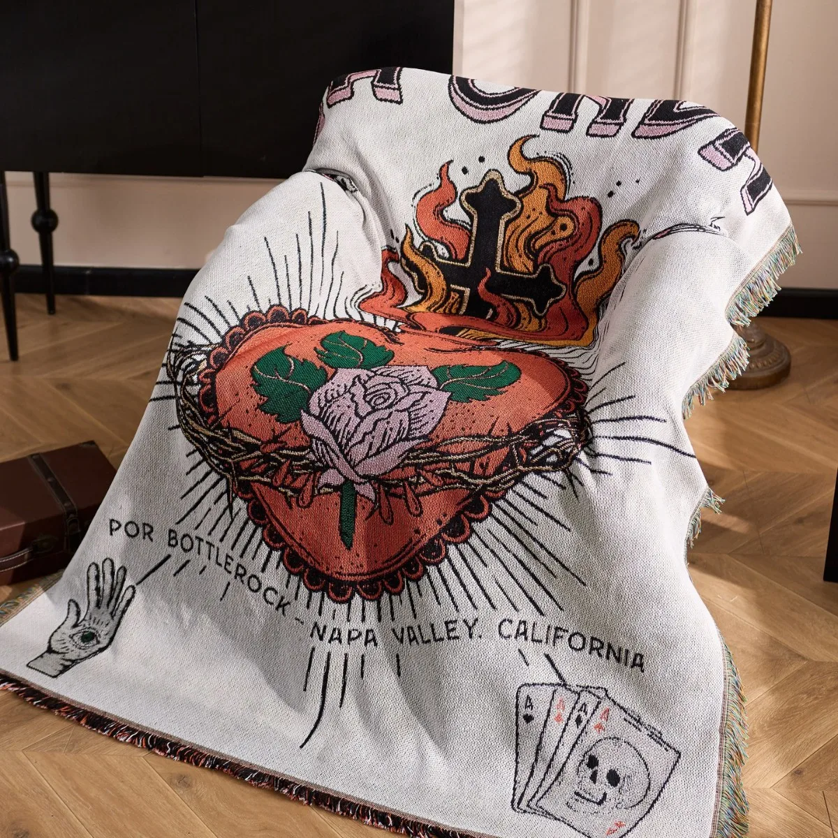 Textile City Vintage Tattoo Style Thorned Heart Rose Sofa Throw Blanket Portable for Home Decor & Bottlerock Napa Valley Picnic
Textile City Vintage Tattoo Style Thorned Heart Rose Sofa Throw Blanket Portable for Home Decor & Bottlerock Napa Valley Picnic