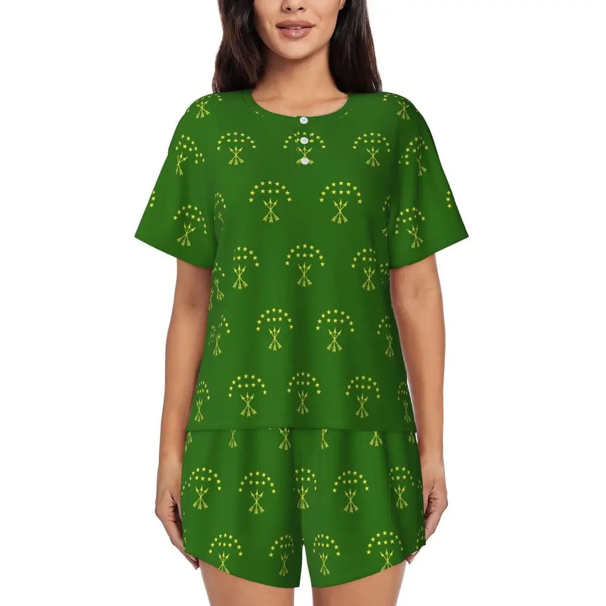 Adiga Flag Gift For Circassian Great Adiga Round Neck Short Sleeves Nightdress for Sleeping Women Soft Pajama Set Short Pants
Adiga Flag Gift For Circassian Great Adiga Round Neck Short Sleeves Nightdress for Sleeping Women Soft Pajama Set Short Pants
