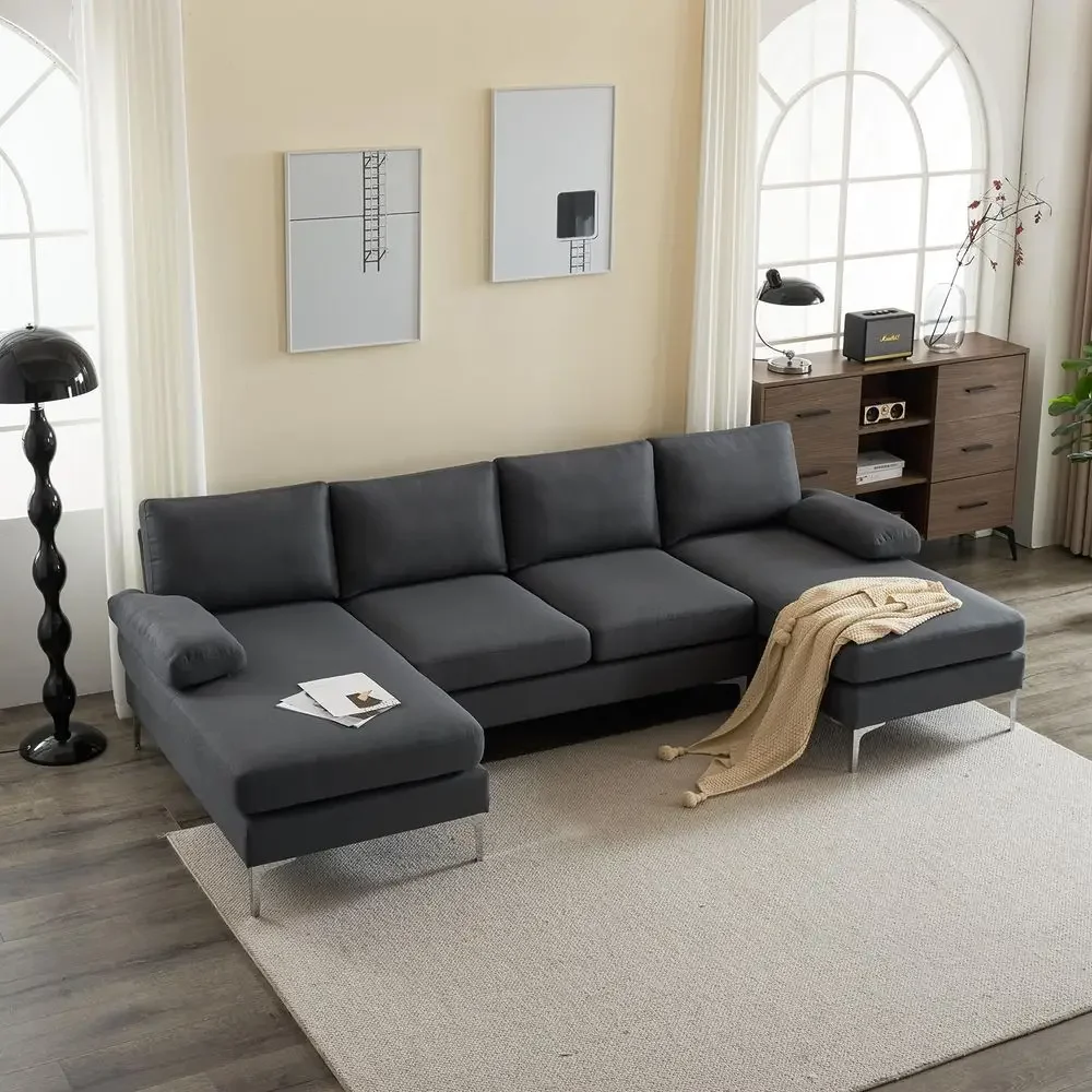 Convertible Sectional Sofa 110 UShape Sofa Couch 4Seat Couch with Chaise Fabric Upholstered for Living Room, Apartment, Office,
Convertible Sectional Sofa 110 UShape Sofa Couch 4Seat Couch with Chaise Fabric Upholstered for Living Room, Apartment, Office,