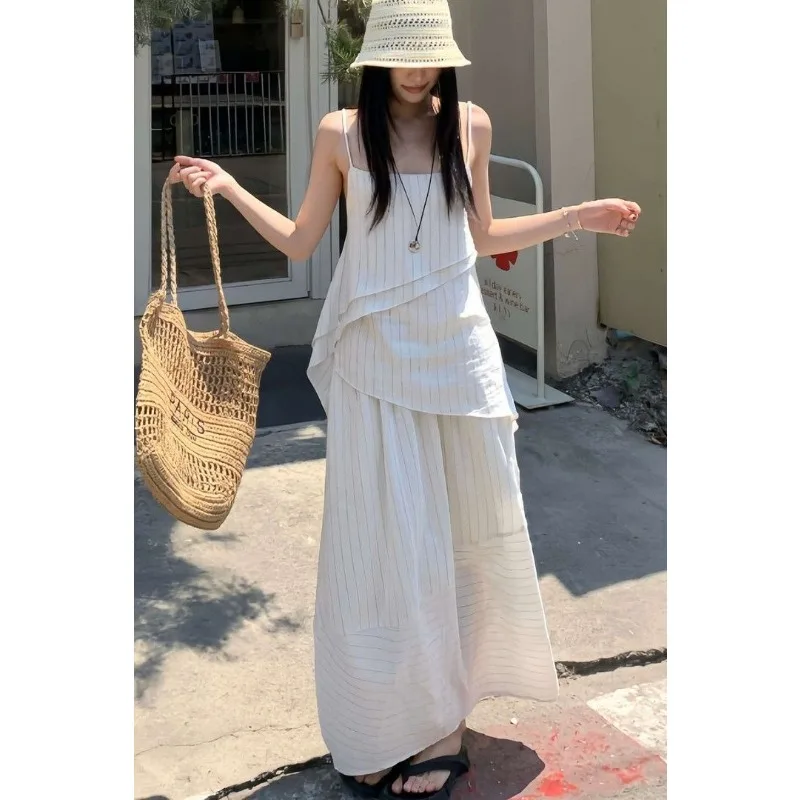 Women's Striped Layered Cami Top & Maxi Skirt Two Piece Set
Women's Striped Layered Cami Top & Maxi Skirt Two Piece Set