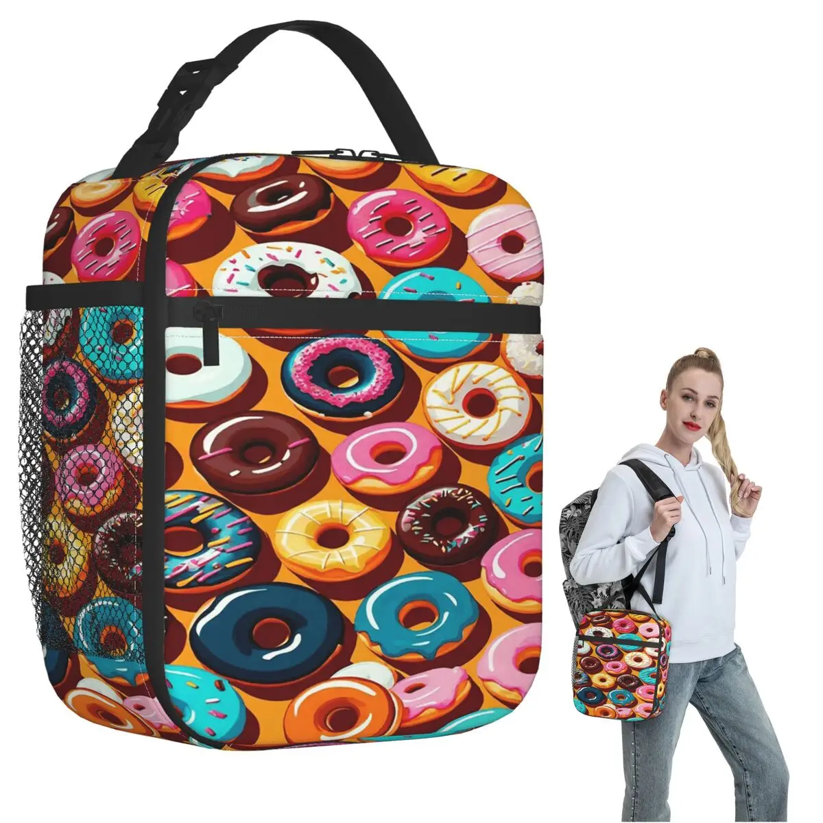 Delicious Donut Pattern Insulated Lunch Bag for Women Kids Portable Food Boxes Thermal Lunch Box Tote
Delicious Donut Pattern Insulated Lunch Bag for Women Kids Portable Food Boxes Thermal Lunch Box Tote
