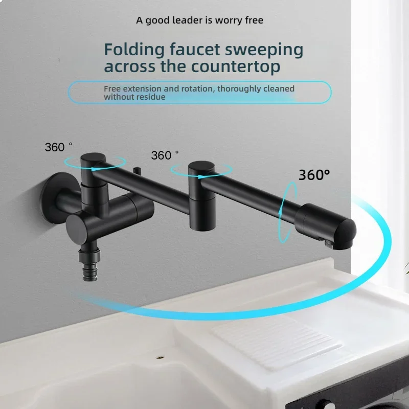 Chrome Black Wall Mounted Faucet Single Cold Water Tap 360 Rotating Spout Washing Faucet Folding Neck Bathroom Kitchen Tap
Chrome Black Wall Mounted Faucet Single Cold Water Tap 360 Rotating Spout Washing Faucet Folding Neck Bathroom Kitchen Tap