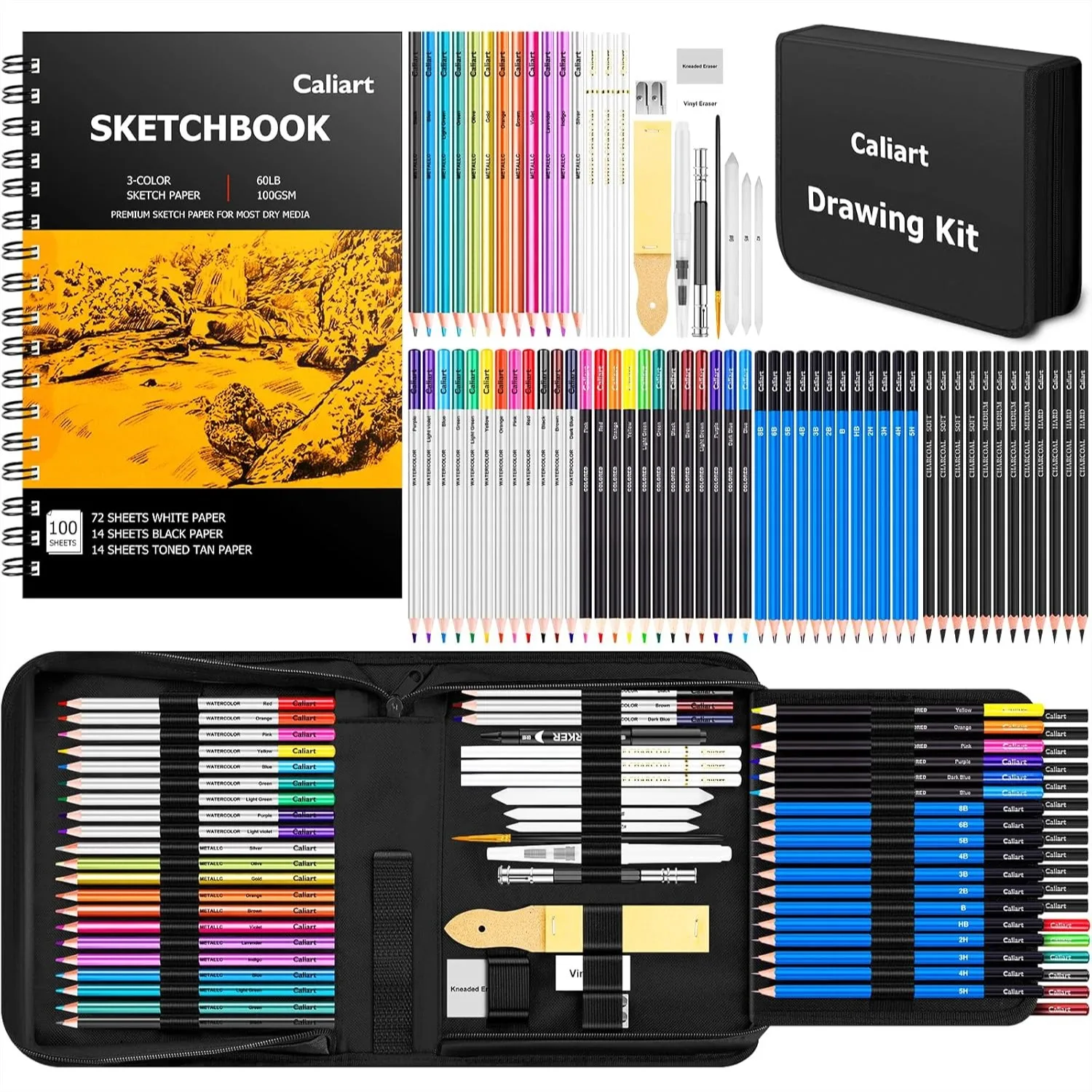 176PCS Art Supplies Sketching Kit with 100 Sheets 3-Color Sketch Book, Graphite Colored Charcoal Watercolor Metallic Pencils,
176PCS Art Supplies Sketching Kit with 100 Sheets 3-Color Sketch Book, Graphite Colored Charcoal Watercolor Metallic Pencils,