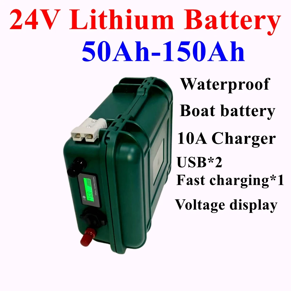 IP67 waterproof 24V 50Ah 80Ah 100Ah 120Ah 150Ah lithium ion battery with BMS for boat thruster solar inverter+10A charger
IP67 waterproof 24V 50Ah 80Ah 100Ah 120Ah 150Ah lithium ion battery with BMS for boat thruster solar inverter+10A charger