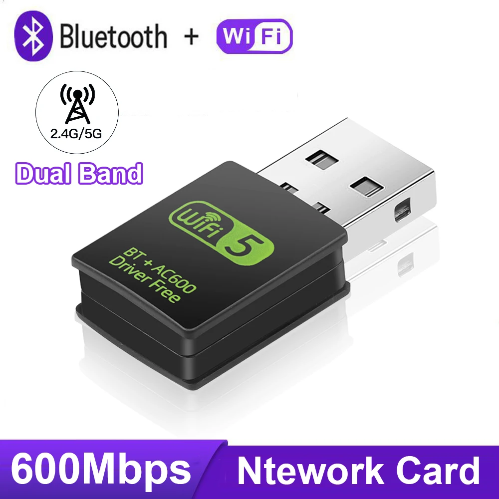 600Mbps Wireless Network Card Bluetooth 4.2 USB WiFi 5 Adapter USB Dongle 2.4G/5G Dual Band WiFi Receiver For PC Laptop Windows
600Mbps Wireless Network Card Bluetooth 4.2 USB WiFi 5 Adapter USB Dongle 2.4G/5G Dual Band WiFi Receiver For PC Laptop Windows
