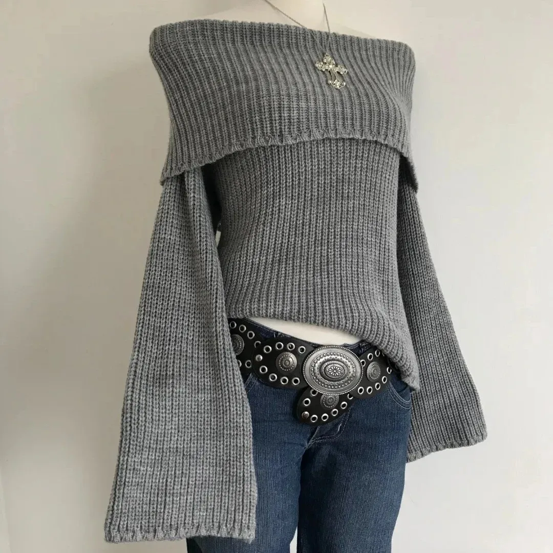 European and American style women's winter one necked lapel knitted sweater long sleeved top loose casual Y2K commuting Gothic
European and American style women's winter one necked lapel knitted sweater long sleeved top loose casual Y2K commuting Gothic