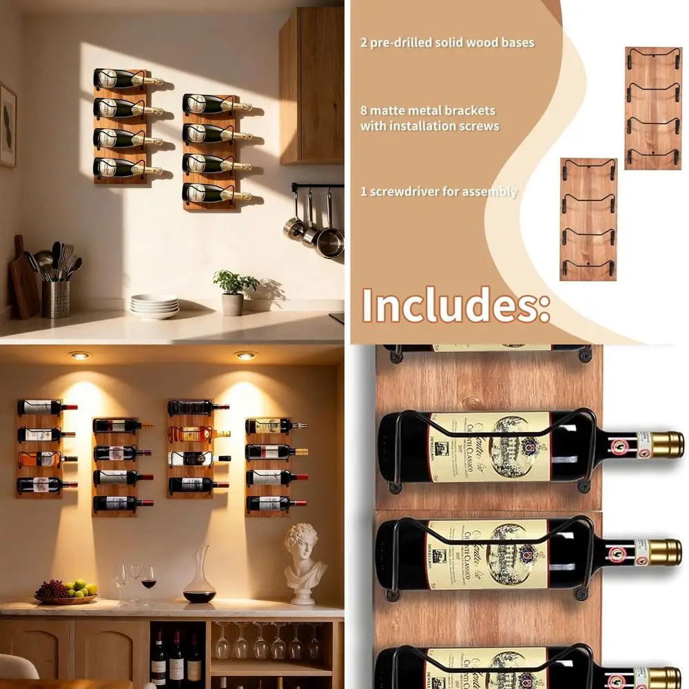 Компактная деревянная полка для вина на 8 бутылок с металлическими кронштейнами для домашнего и бара
Компактная деревянная полка для вина на 8 бутылок с металлическими кронштейнами для домашнего и бара