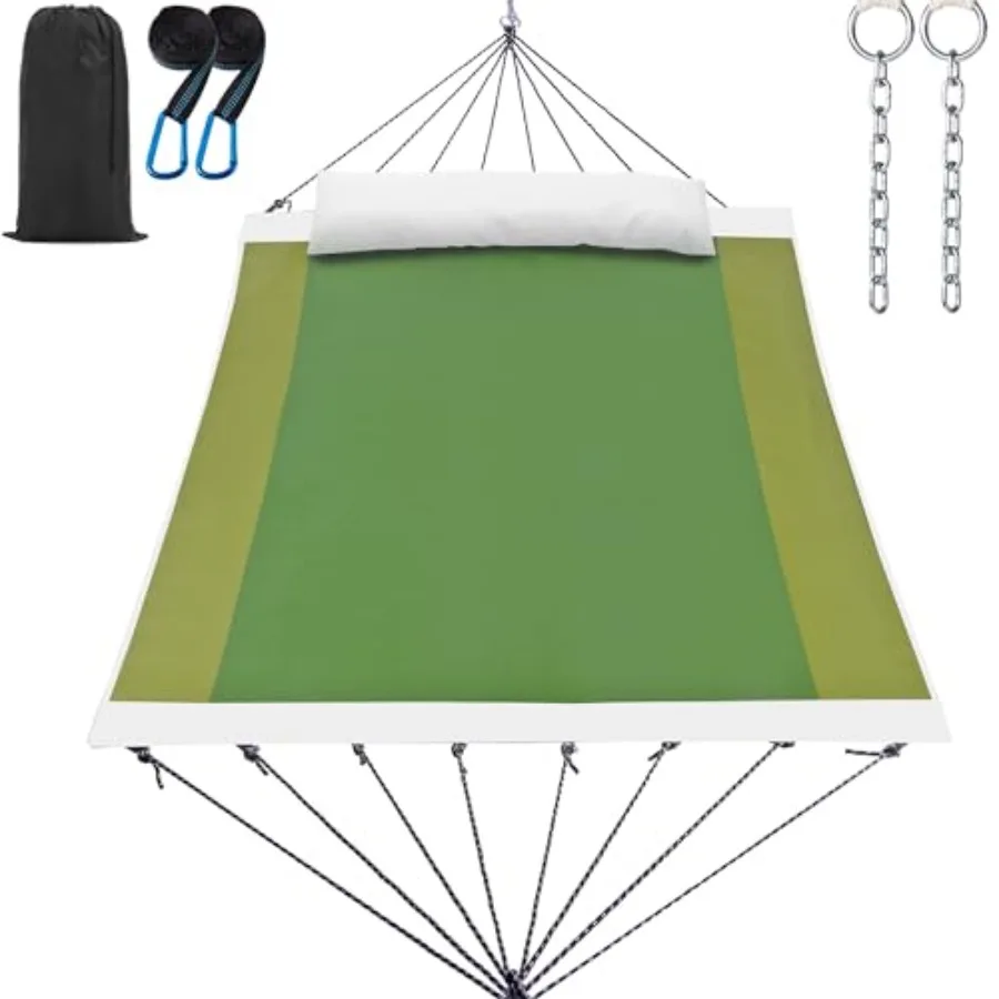 14ft 2 Person Hammock for Outside, Textilene, Green, Quick Dry Portable with Steel Spreader Bar, Carrying Bag, Tree Straps, Pil
14ft 2 Person Hammock for Outside, Textilene, Green, Quick Dry Portable with Steel Spreader Bar, Carrying Bag, Tree Straps, Pil