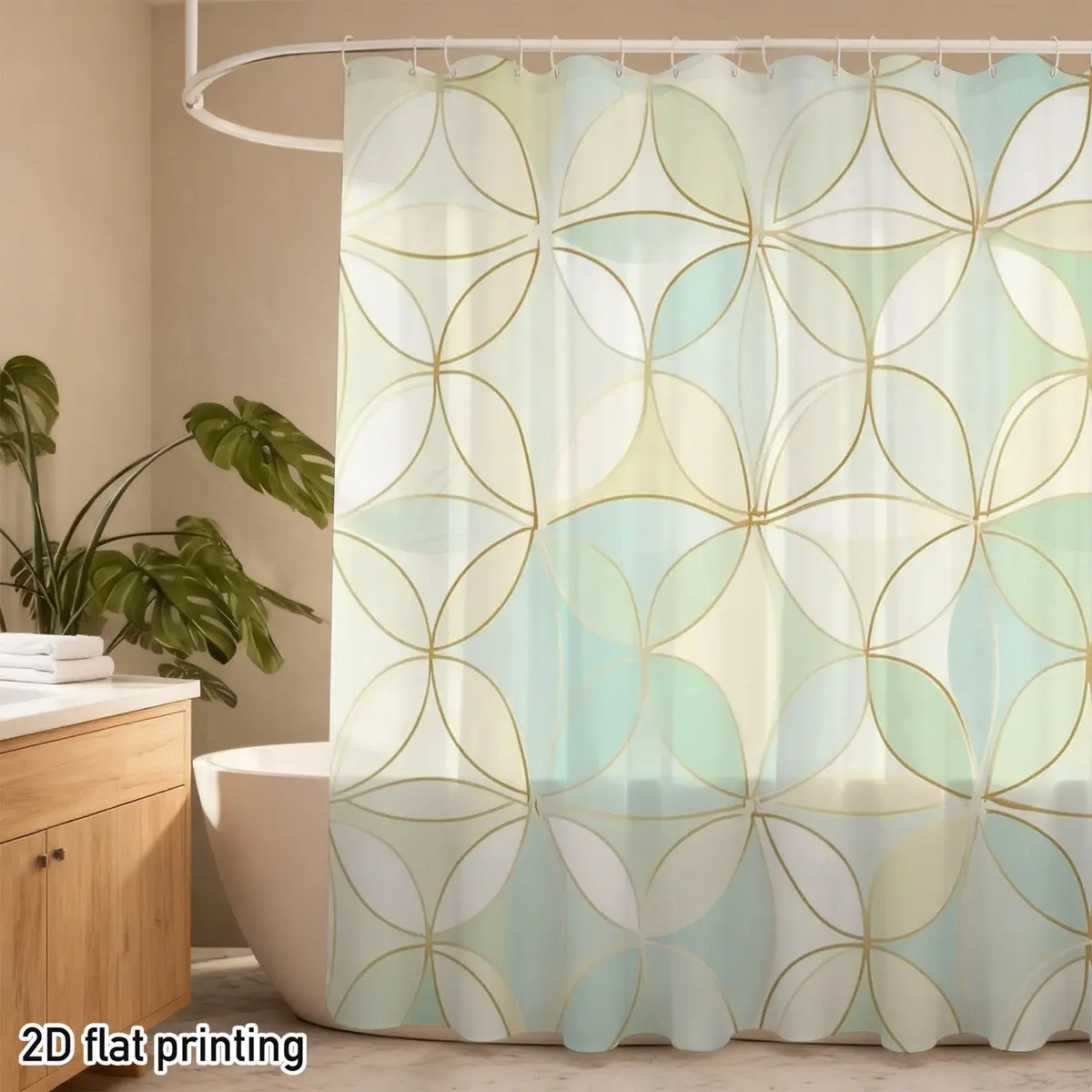 Elegant Geometric Shower Curtain 180x180cm Abstract Boho Bathroom Curtain Soft Mint Beige Modern Tropical Waterproof Bath Decor
Elegant Geometric Shower Curtain 180x180cm Abstract Boho Bathroom Curtain Soft Mint Beige Modern Tropical Waterproof Bath Decor