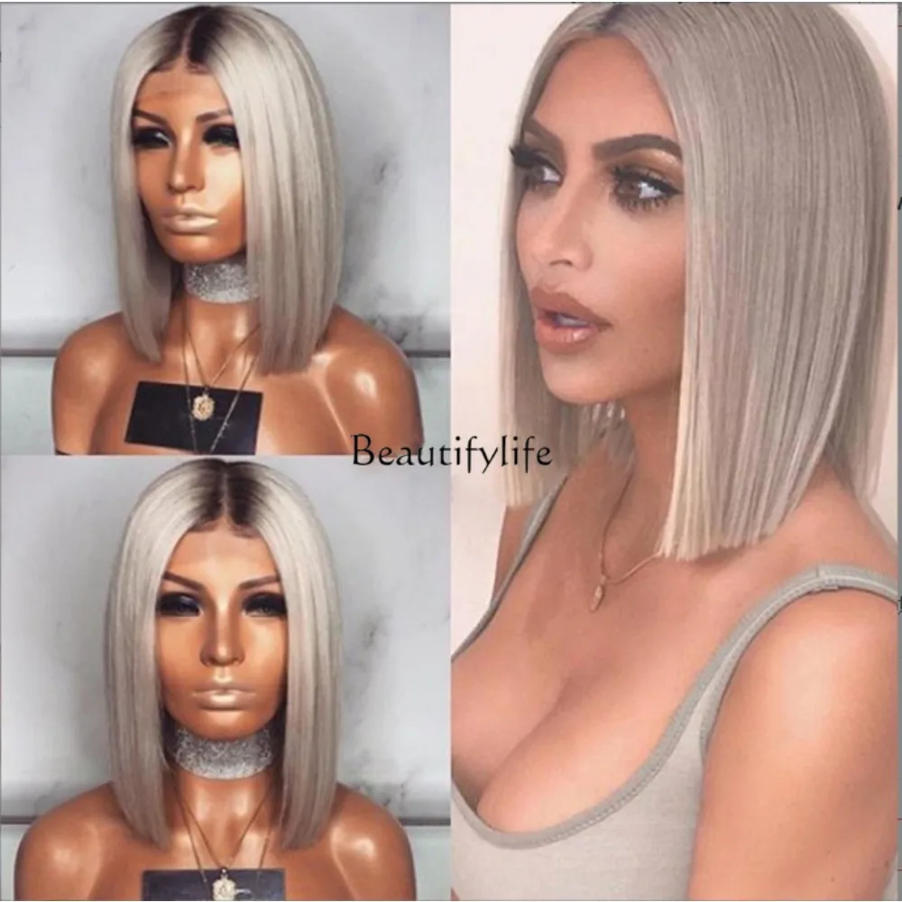 European and American women's wig black and gray mixed color medium point inner buckle, medium long short straight hair
European and American women's wig black and gray mixed color medium point inner buckle, medium long short straight hair