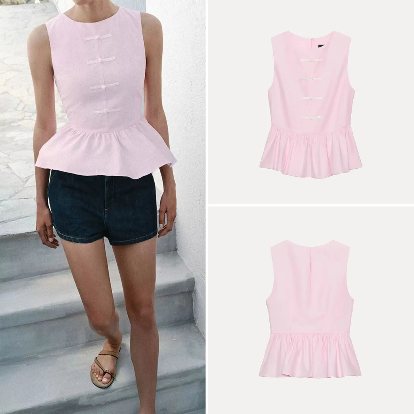 Women's Summer Casual Style Sleeveless Knot Decorated Short Skirt Shirt Button Front Regular Length round Neck Cardigan
Women's Summer Casual Style Sleeveless Knot Decorated Short Skirt Shirt Button Front Regular Length round Neck Cardigan