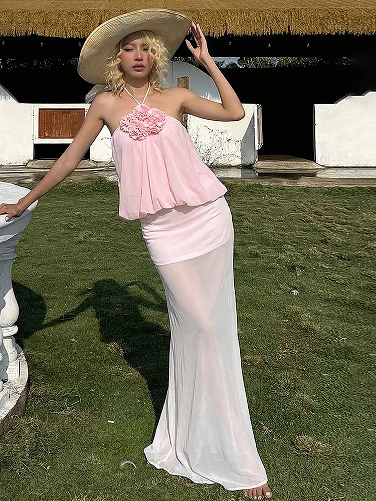 Nibber Sweet 2-Piece Set Women Vacation Halter 3d Flower Backless Vest+Patchwork Mesh Skirt Elegant Beach Party Summer Suits
Nibber Sweet 2-Piece Set Women Vacation Halter 3d Flower Backless Vest+Patchwork Mesh Skirt Elegant Beach Party Summer Suits